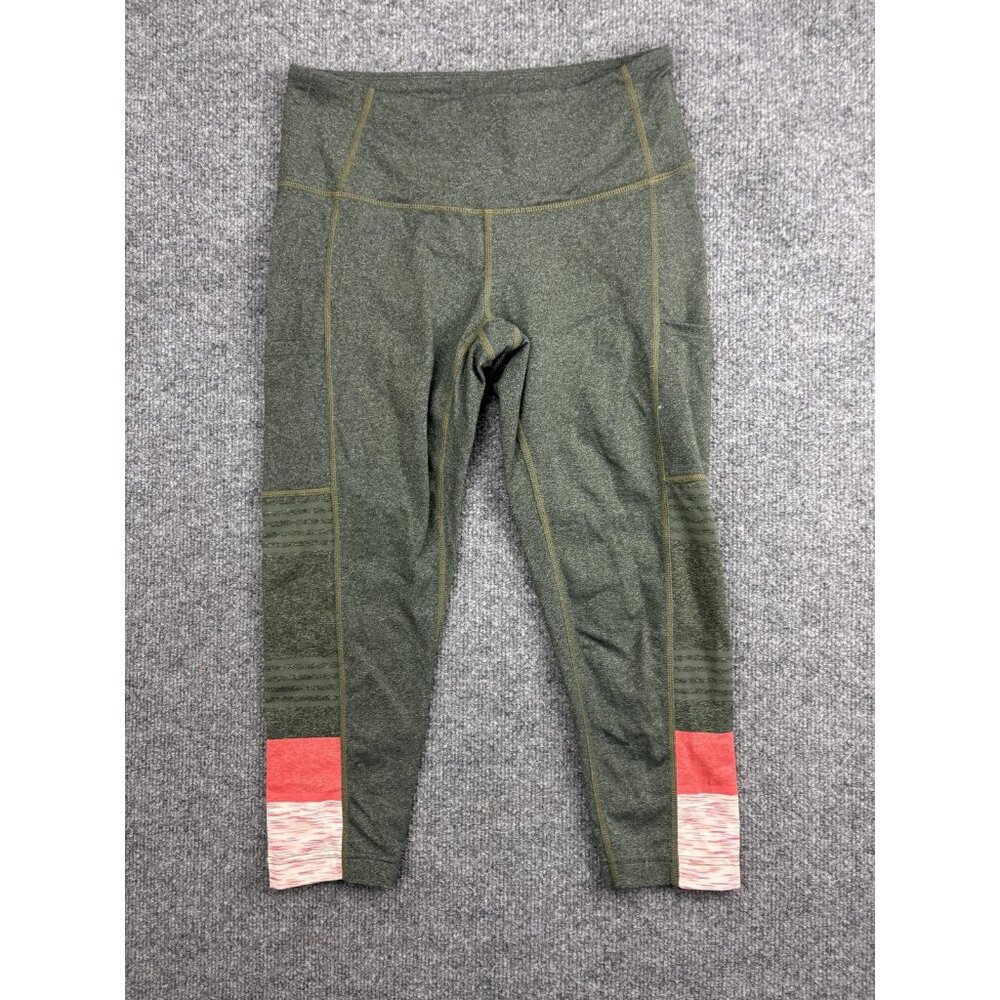 prAna Athletics Leggings Womens Green Crop Colorblock Pocket Capri Yoga